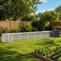 Chicken Cage Galvanised Steel Anthracite Large Outdoor Animal Pen Run House