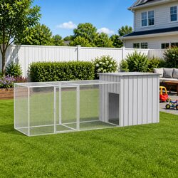 Chicken Cage Small Animal Habitat Galvanised Steel Outdoor Run Enclosure