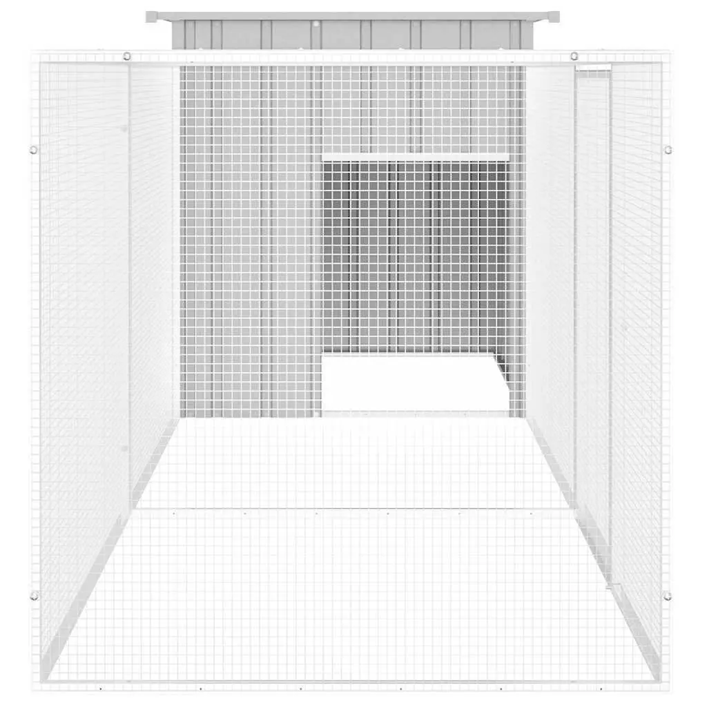 Chicken Cage Outdoor Run Enclosure Galvanised Steel 300 x 91 x 100 cm Grey