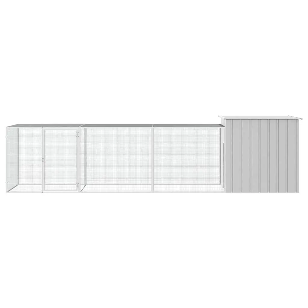 Chicken Cage Outdoor Run 400x91x100 cm Galvanised Steel Grey