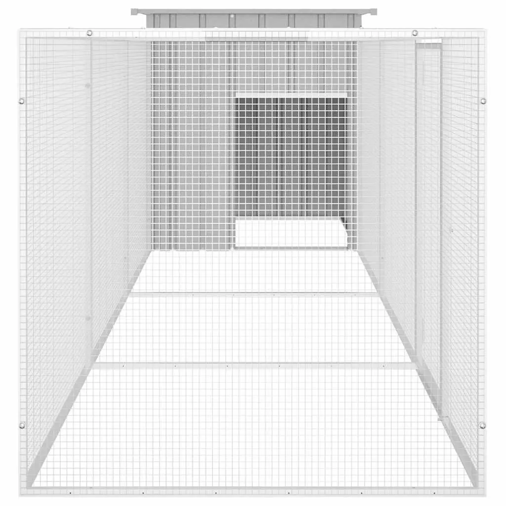 Chicken Cage Outdoor Run 400x91x100 cm Galvanised Steel Grey