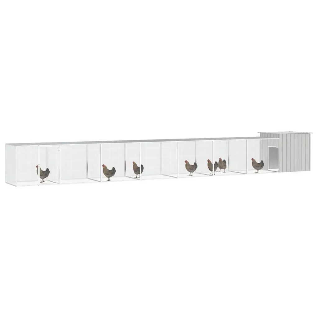Chicken Cage Grey Galvanised Steel Small Animal Habitat Run Coop Enclosure