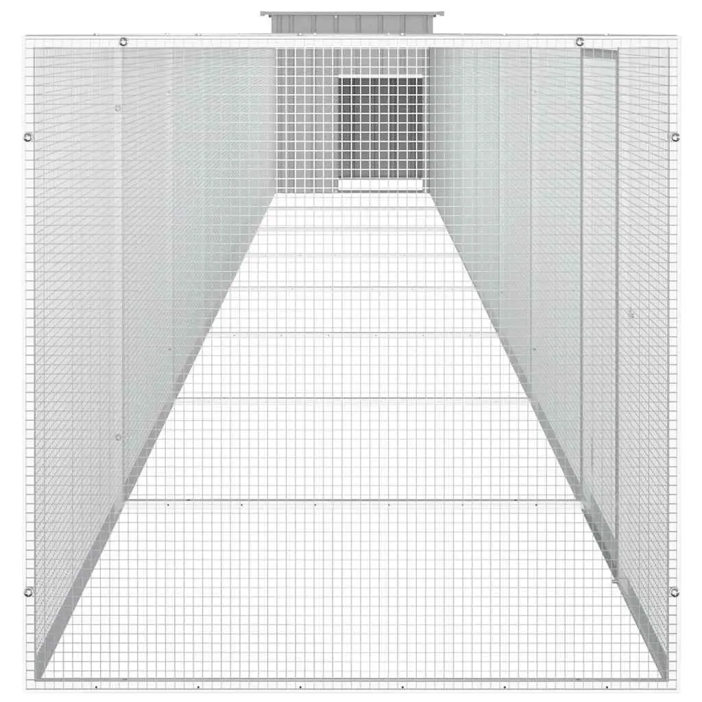 Chicken Cage Grey 900x91x100cm Galvanised Steel Run Coop Hens Ducks