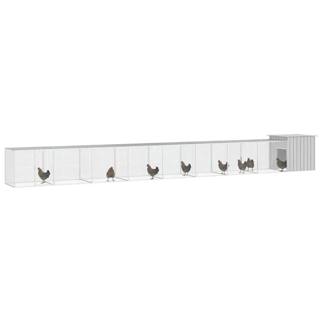 Chicken Cage Grey 900x91x100cm Galvanised Steel Run Coop Hens Ducks