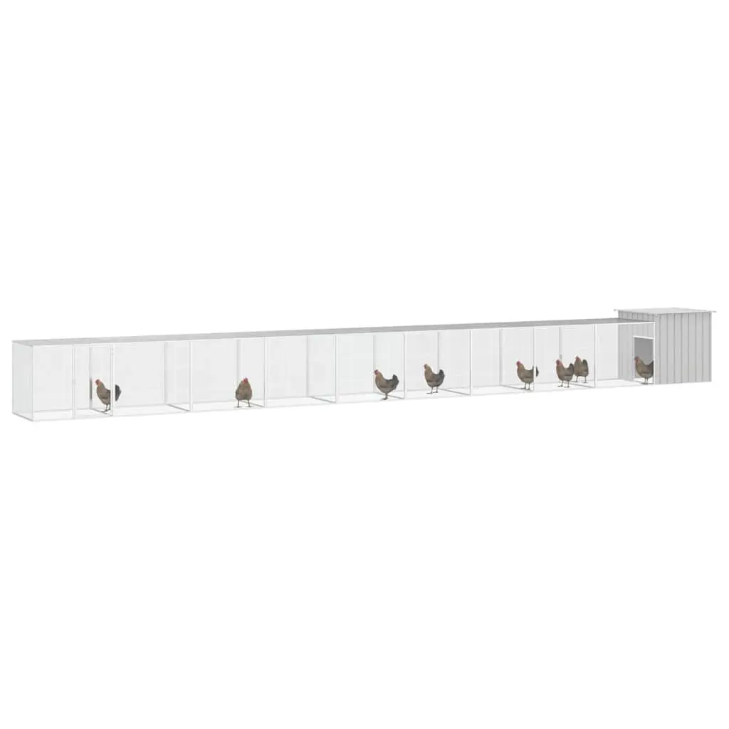 Chicken Cage Grey Galvanised Steel Coop Run 1000x91x100 cm