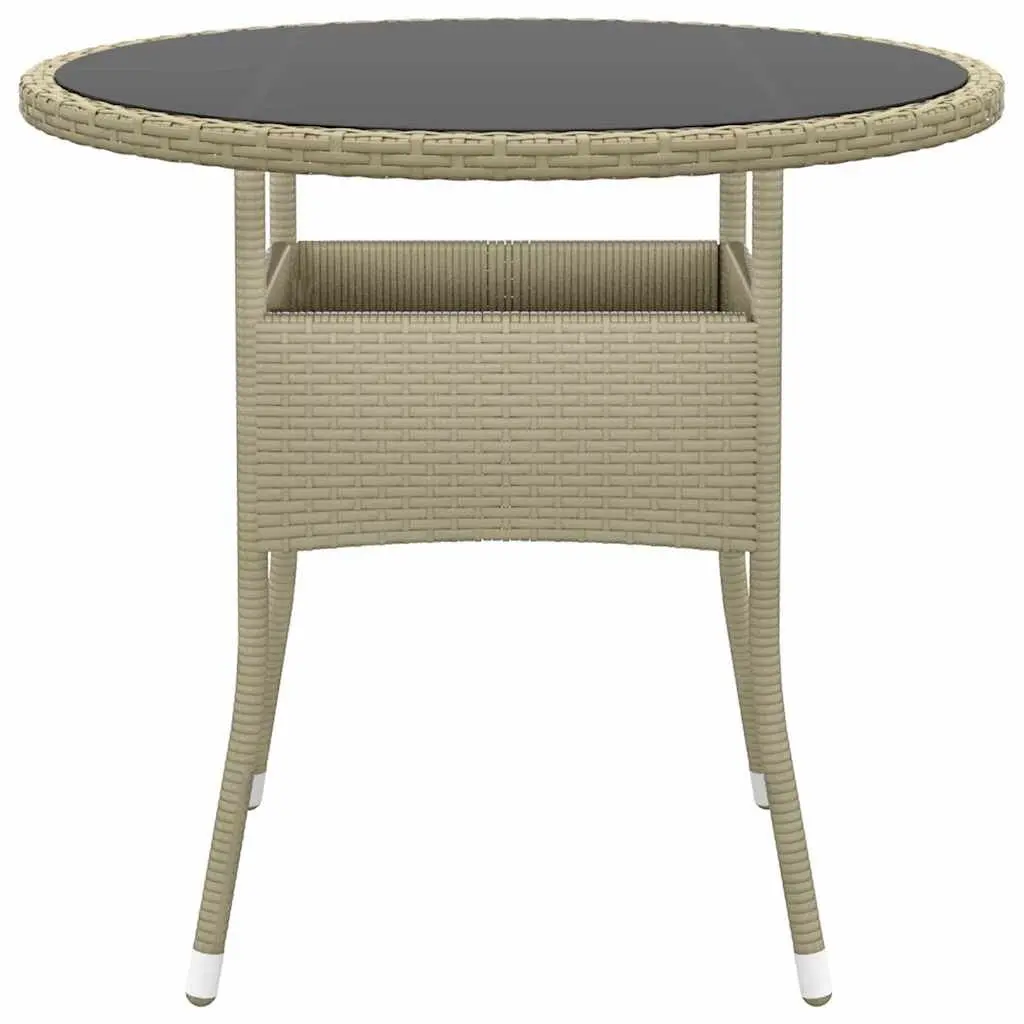 Garden Table Ø80cm in Beige with Glass Top