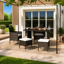 Comfortable 4-Piece Garden Chair and Stool Set