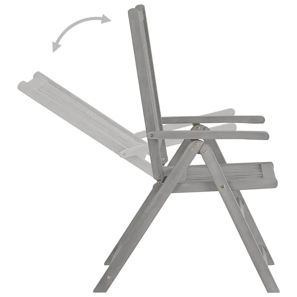 Outdoor Reclining Chairs Set 3 Piece Adjustable Backrest Garden Seating Grey
