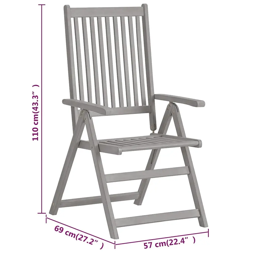 Outdoor Reclining Chairs Set 3 Piece Adjustable Backrest Garden Seating Grey