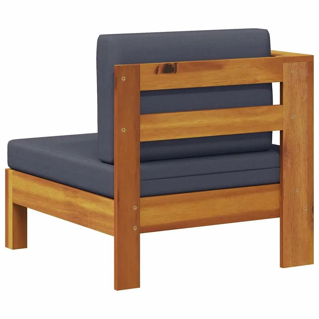 Middle Sofa Section Outdoor Garden Lounge 1 Armrest Grey Acacia Wood