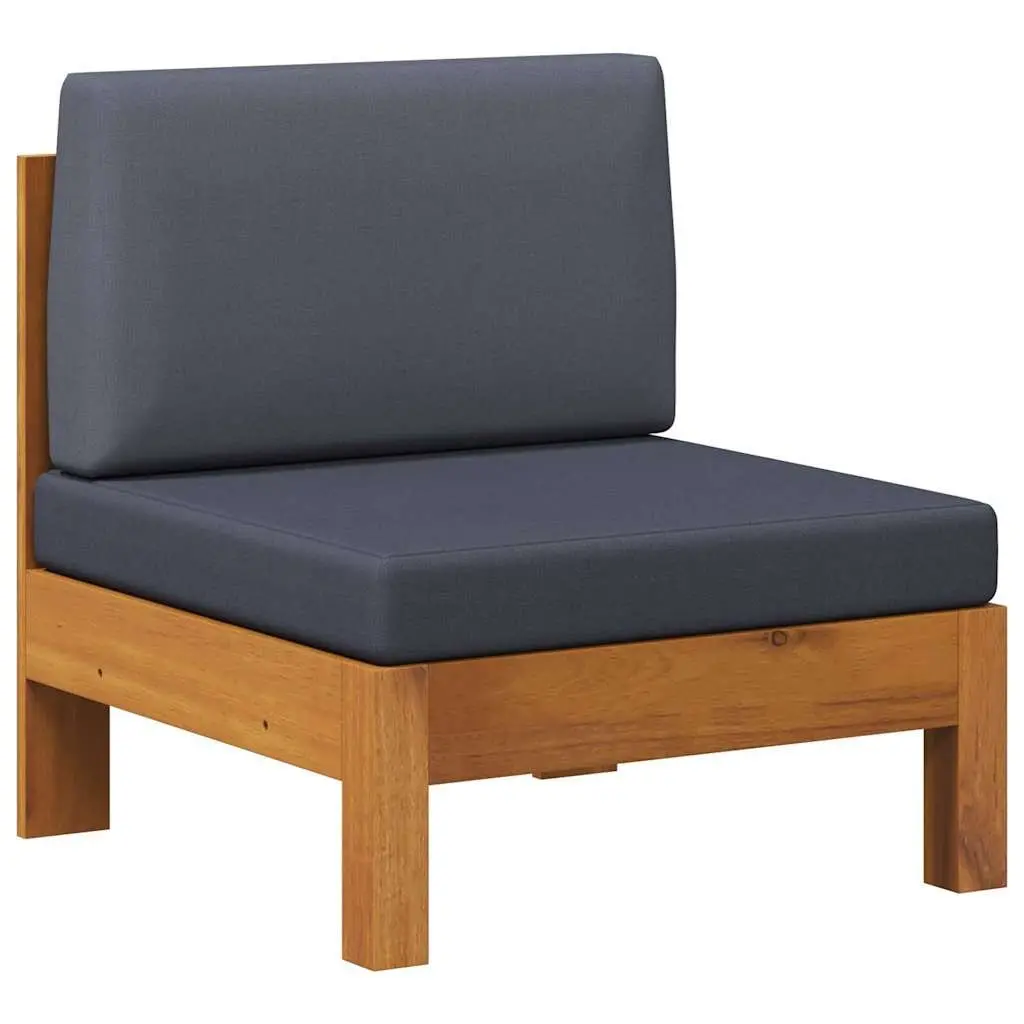 Outdoor Sofa Middle Section Grey Cushions Acacia Wood Garden
