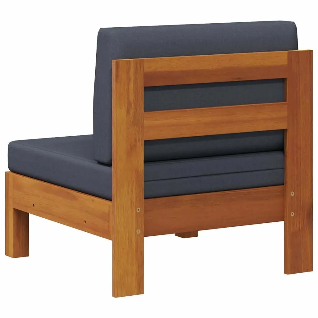 Outdoor Sofa Middle Section Grey Cushions Acacia Wood Garden