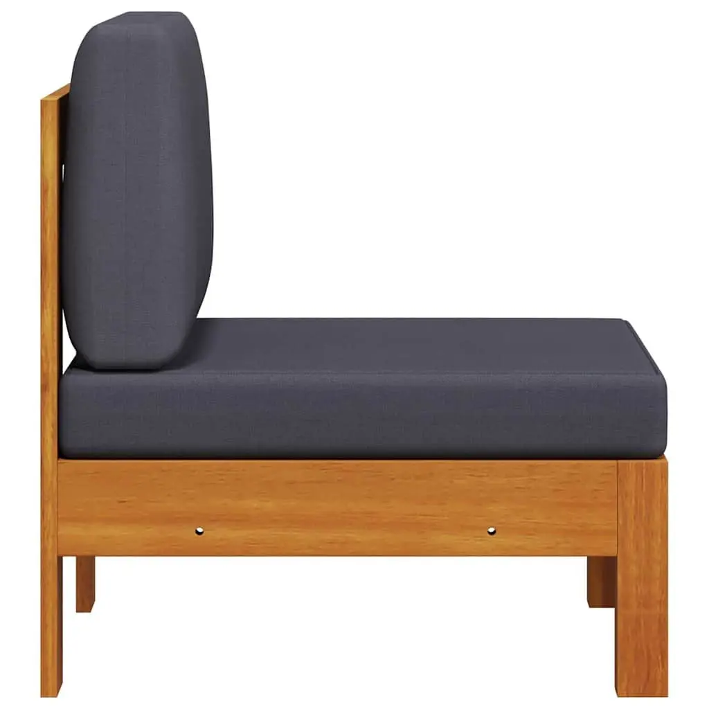 Outdoor Sofa Middle Section Grey Cushions Acacia Wood Garden