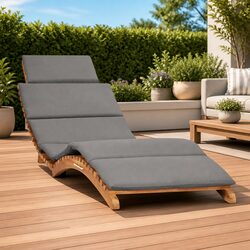 Folding Sun Lounger Wooden Garden Outdoor Seating Bed Recliner with Cushion