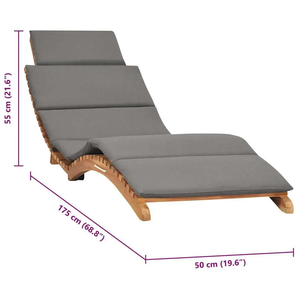 Folding Sun Lounger Outdoor Seating Bed Recliner with Cushion Grey