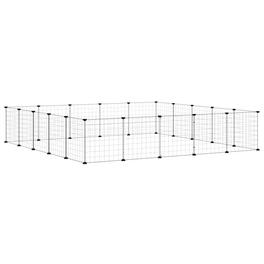 20 Panel Pet Cage Small Animal Enclosure Playpen Black 35x35 cm