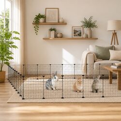 Comfortable 36-Panel Pet Cage - Black 35x35 cm