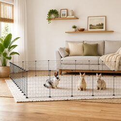 Warm and Reliable 52-Panel Pet Cage with Door in Black