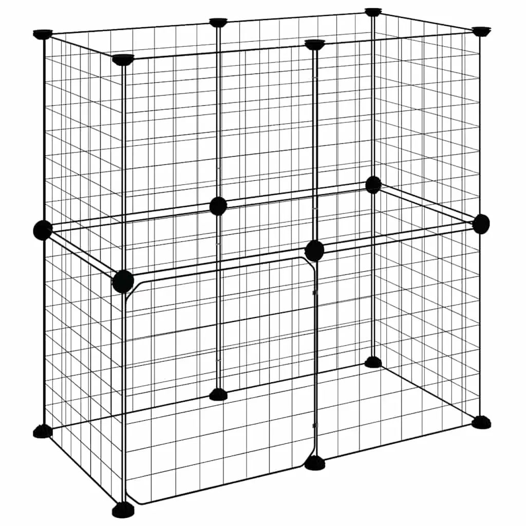 12 Panel Pet Cage Exercise Enclosure Black 35x35 cm