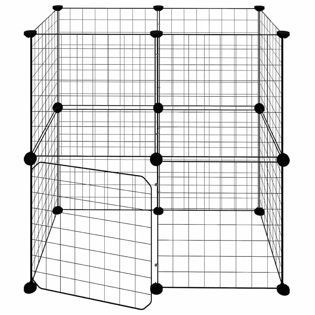 12 Panel Pet Cage Exercise Enclosure Black 35x35 cm