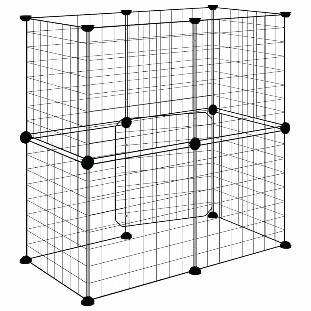 12 Panel Pet Cage Exercise Enclosure Black 35x35 cm
