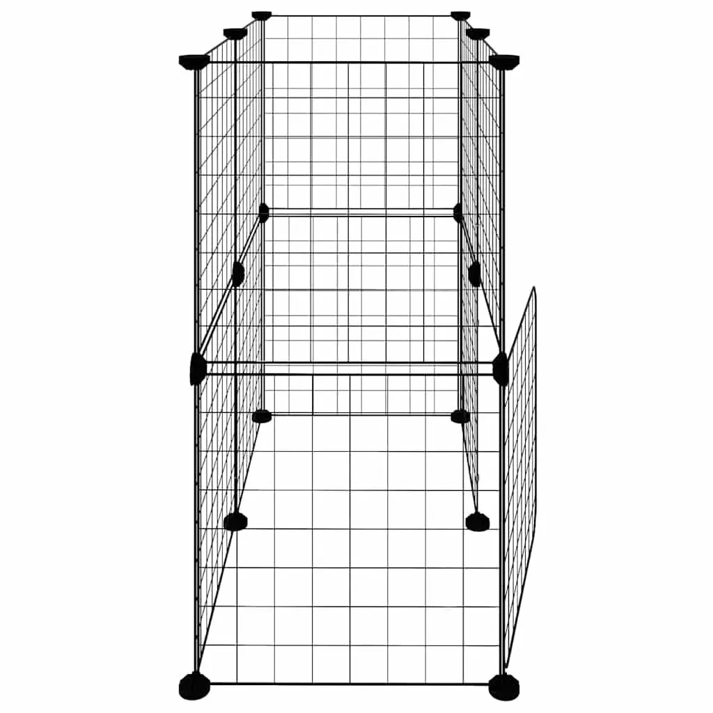 12 Panel Pet Cage Exercise Enclosure Black 35x35 cm