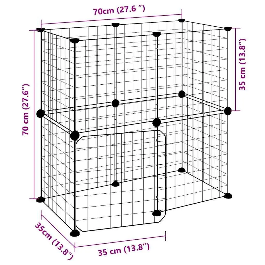 12 Panel Pet Cage Exercise Enclosure Black 35x35 cm