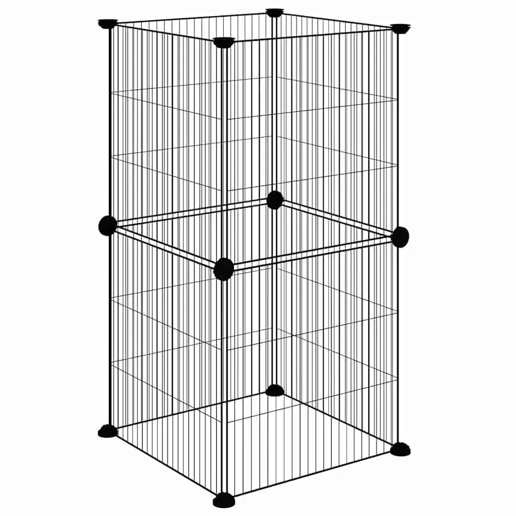 8 Panel Small Animal Pet Cage Enclosure Exercise Space Black Steel