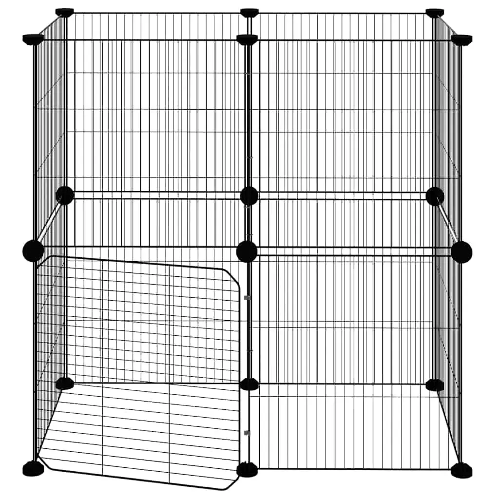 12 Panel Pet Cage Modular Small Animal Enclosure Black 35x35 cm