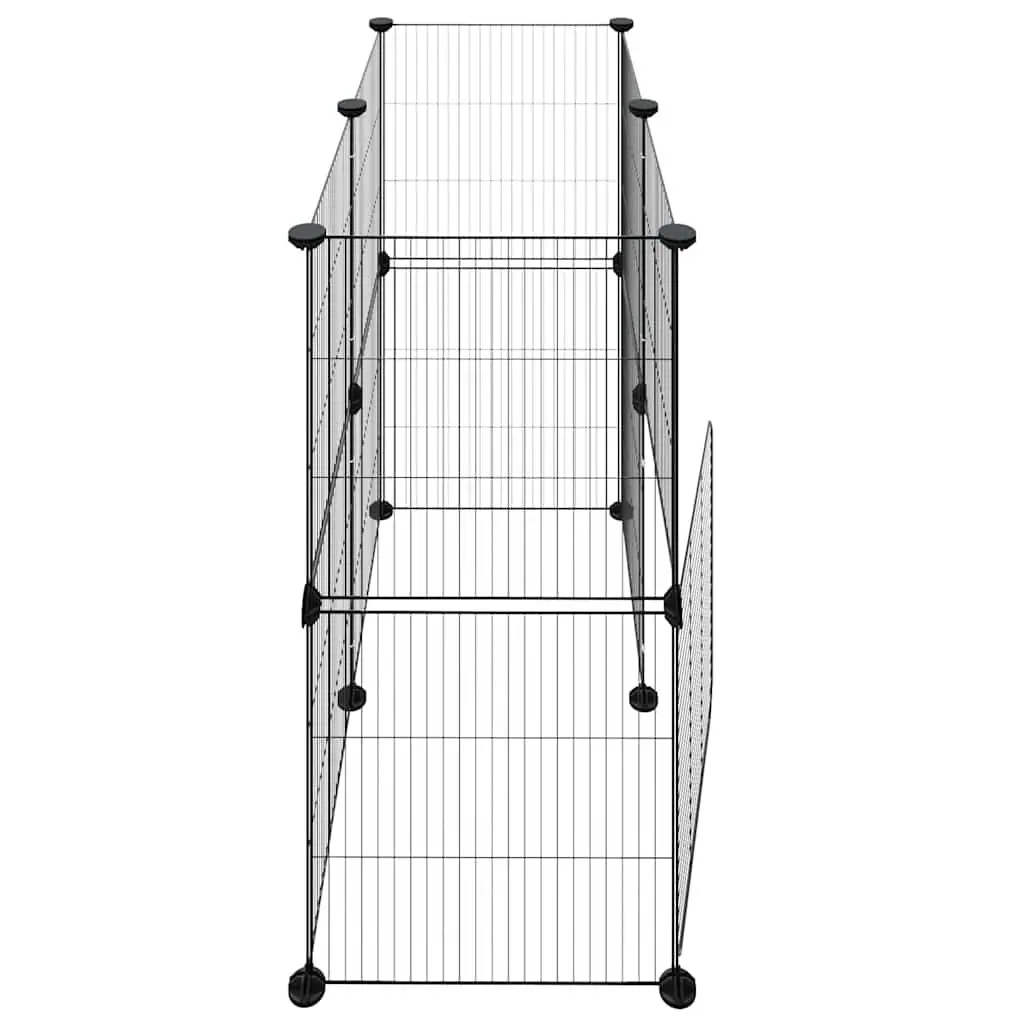 12 Panel Pet Cage Modular Small Animal Enclosure Black 35x35 cm