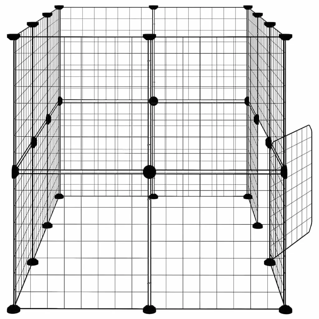 20 Panel Pet Cage DIY Playpen Enclosure for Small Animals 105x70x70 cm Black