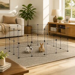 Value-Driven Modular Pet Cage 28 Panels Black Steel