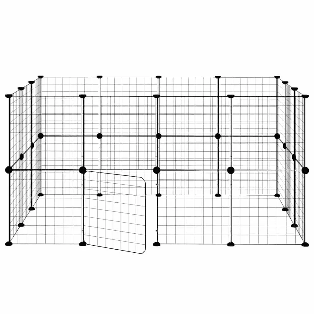 Pet Cage DIY Animal Enclosure 140x105x70 cm Black Steel 28 Panel