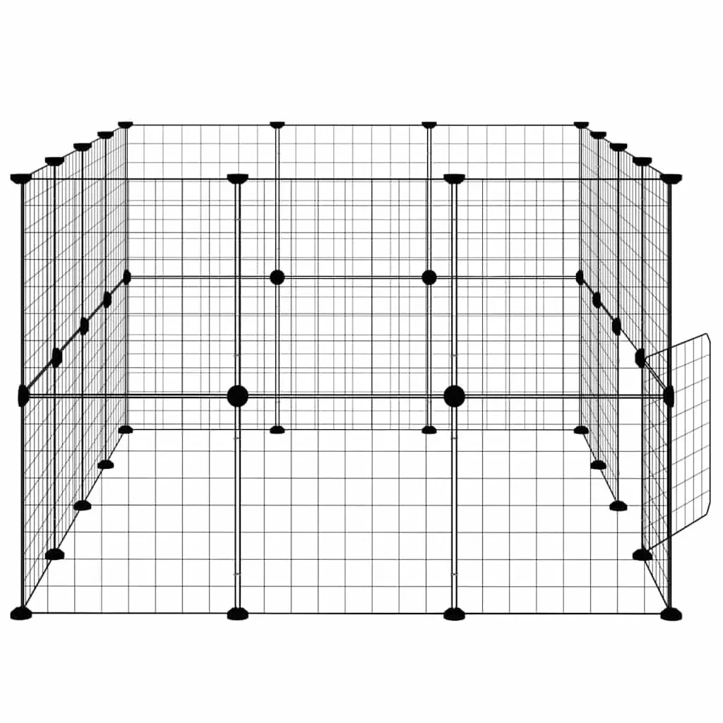Pet Cage DIY Animal Enclosure 140x105x70 cm Black Steel 28 Panel