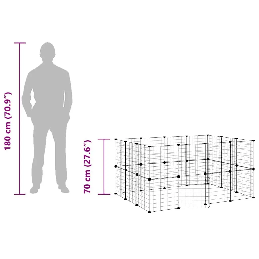 Pet Cage DIY Animal Enclosure 140x105x70 cm Black Steel 28 Panel