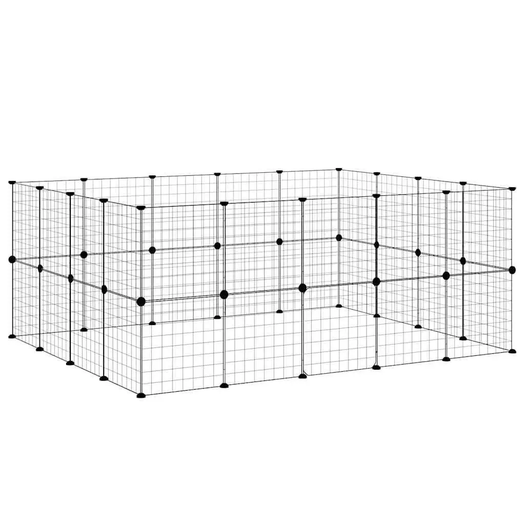 36 Panel Pet Cage Enclosure DIY Animal Playpen Fence 175x140x70 cm Black