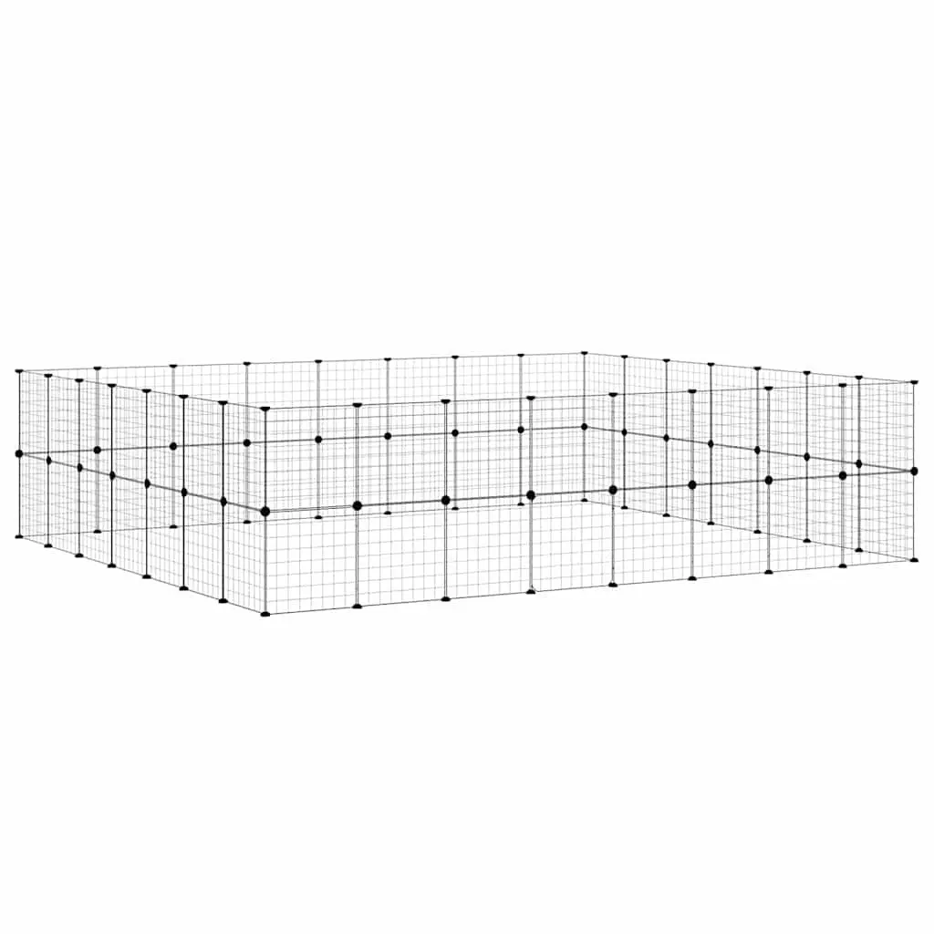Pet Cage Modular Enclosure 280x245x70cm Black Steel Playpen