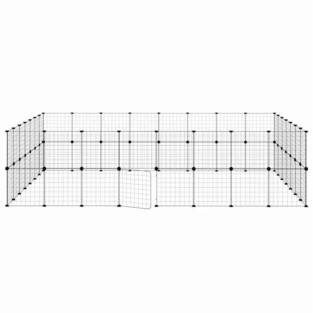 Pet Cage Modular Enclosure 280x245x70cm Black Steel Playpen