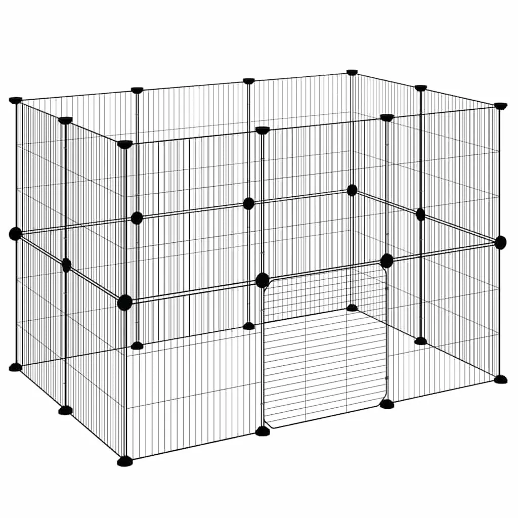 20 Panel Pet Cage DIY Playpen Enclosure for Small Animals 105x70x70 cm Black