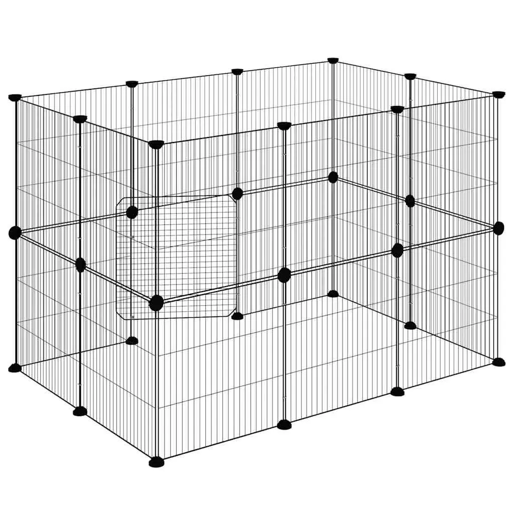 20 Panel Pet Cage DIY Playpen Enclosure for Small Animals 105x70x70 cm Black