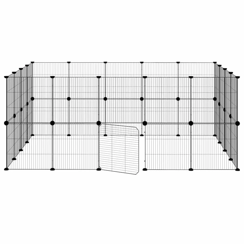 36 Panel Pet Cage DIY Enclosure 175x140x70 cm Black Steel