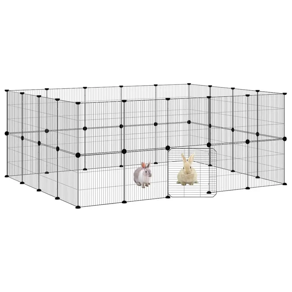 36 Panel Pet Cage DIY Enclosure 175x140x70 cm Black Steel