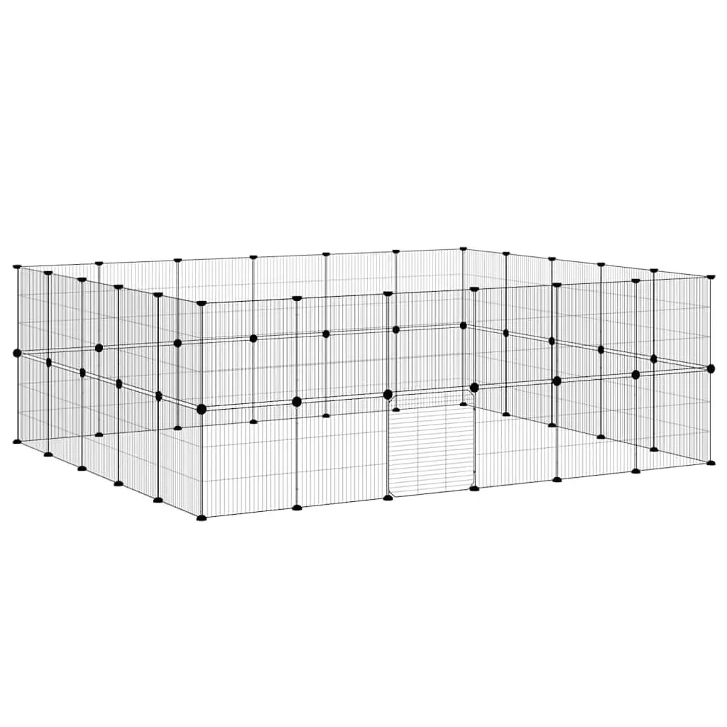 Pet Cage Modular Enclosure 210x175x70 cm Black Steel