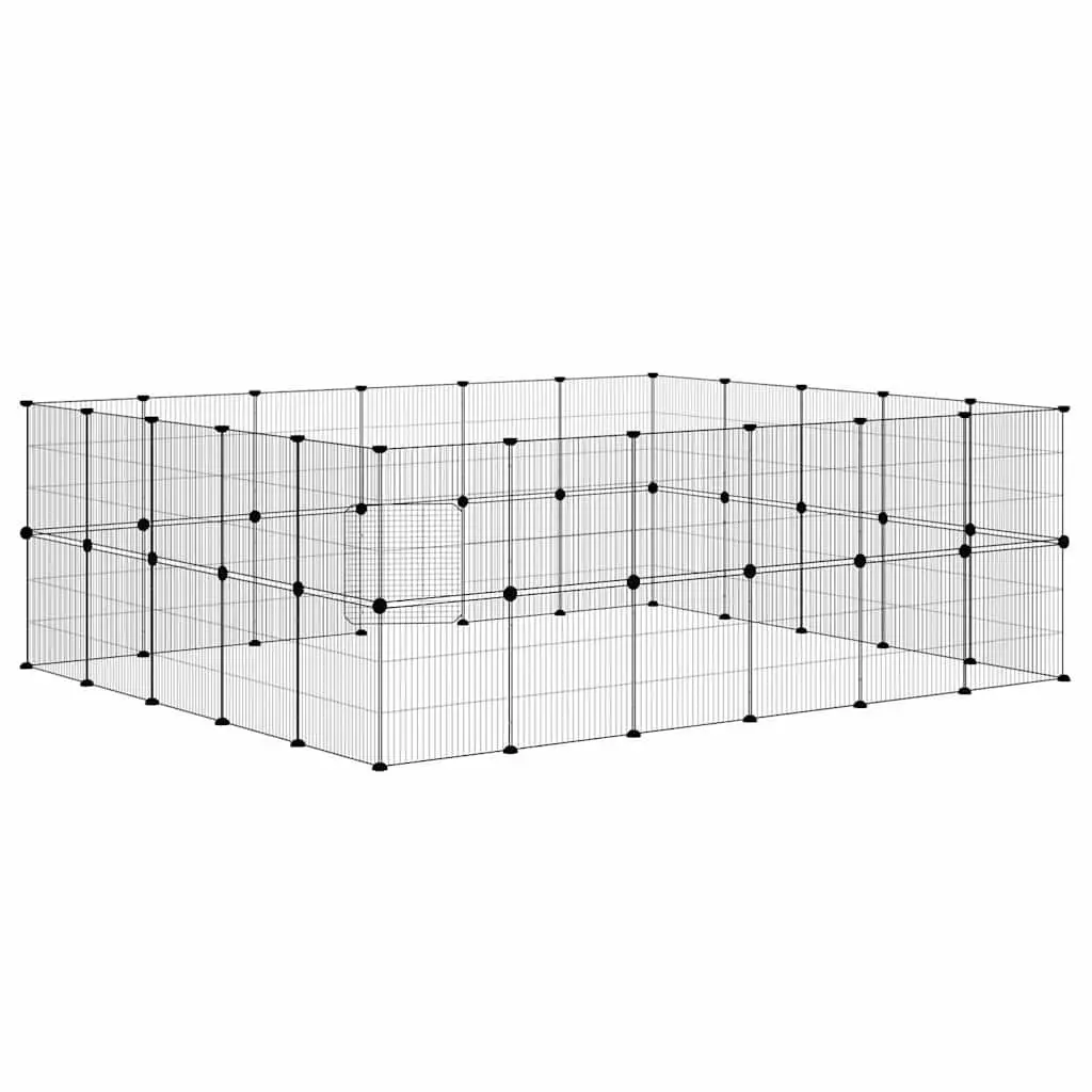 Pet Cage Modular Enclosure 210x175x70 cm Black Steel