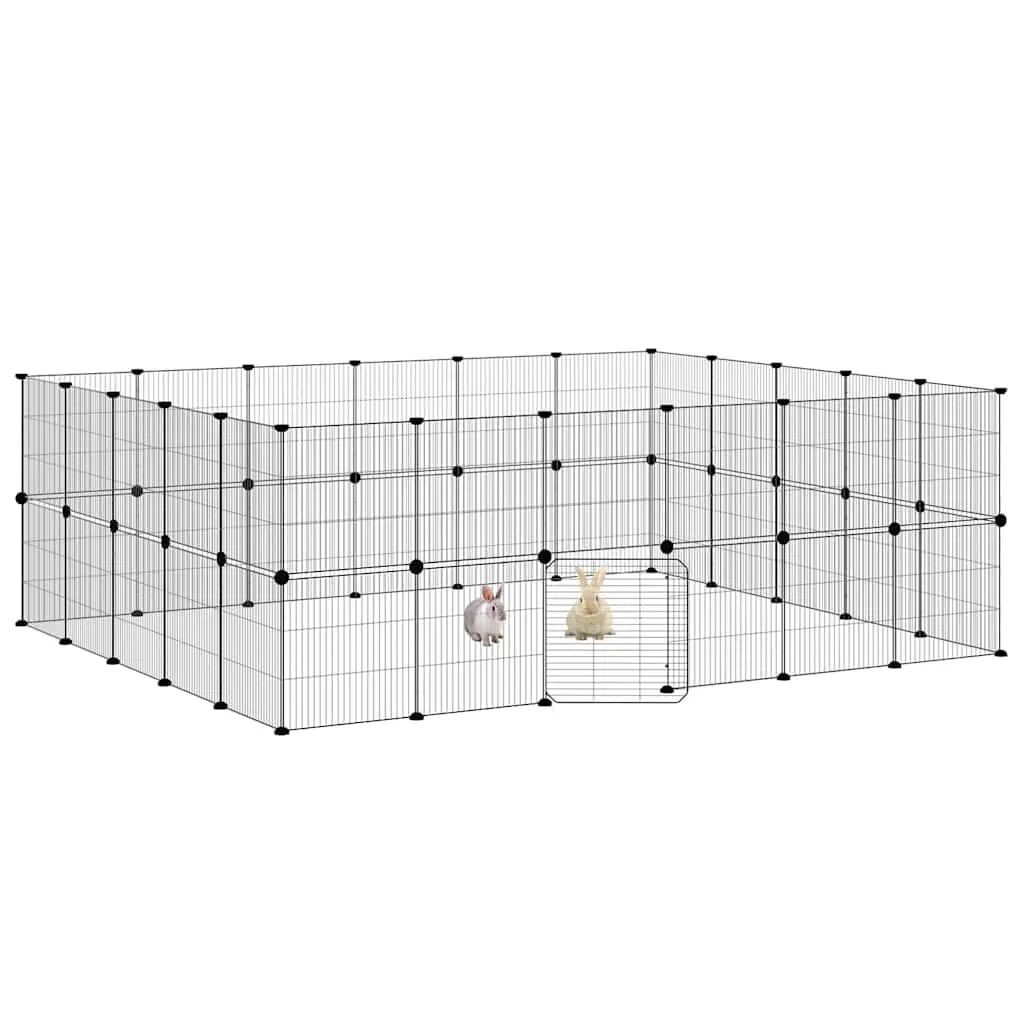 Pet Cage Modular Enclosure 210x175x70 cm Black Steel