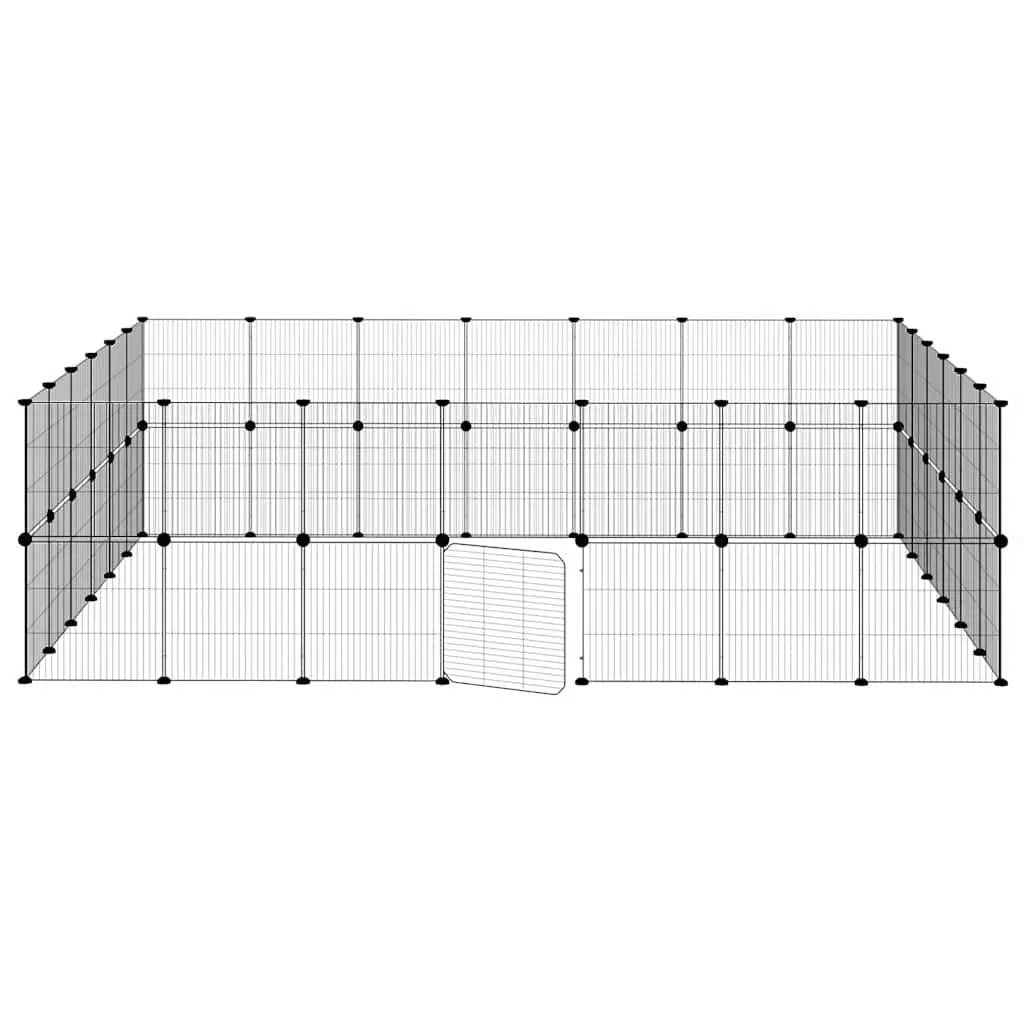 Pet Cage Enclosure DIY Black 245x210x70 cm Steel 52 Panel Small Animal Playpen