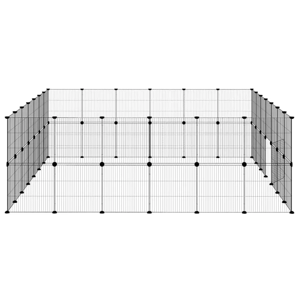 Pet Cage Enclosure DIY Black 245x210x70 cm Steel 52 Panel Small Animal Playpen