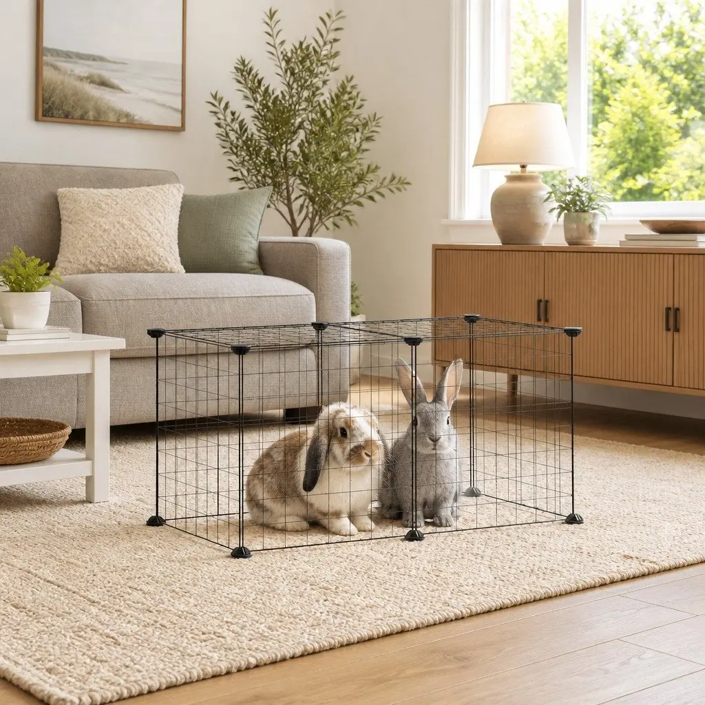 8 Panel Pet Cage Enclosure Small Animal Playpen Exercise Pen Black 35x35 cm