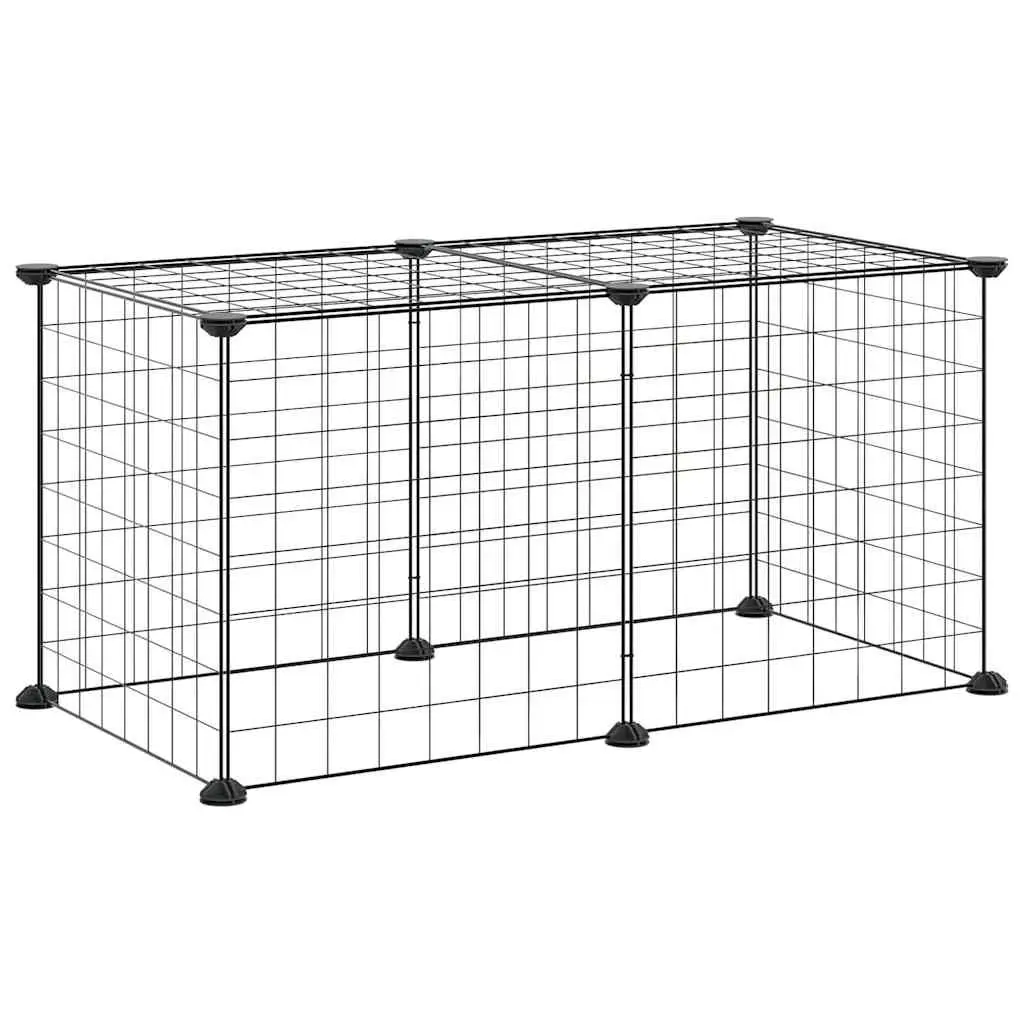 8 Panel Pet Cage Enclosure Small Animal Playpen Exercise Pen Black 35x35 cm