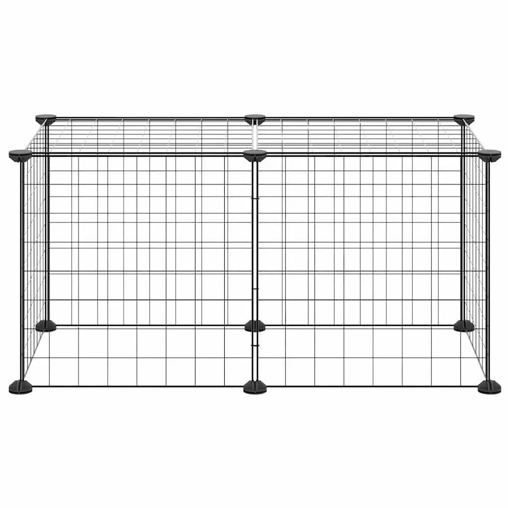 8 Panel Pet Cage Enclosure Small Animal Playpen Exercise Pen Black 35x35 cm